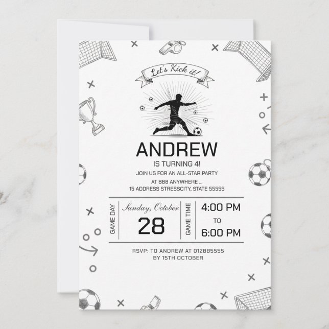 Personal soccer birthday party invitation (Front)