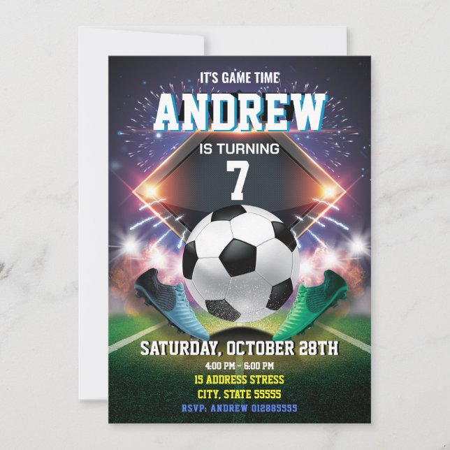 Personal Soccer Birthday Printable Invitation (Front)