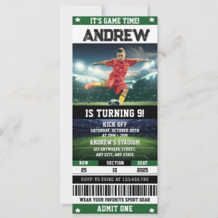 Personal Soccer Ticket Birthday with Photo Invitation