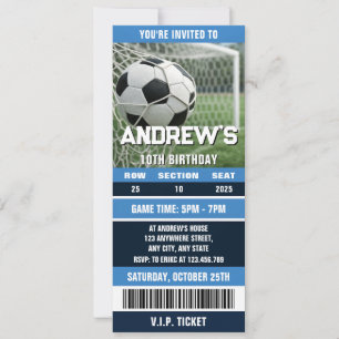 Personal Soccer ticket for boys birthday Invitation