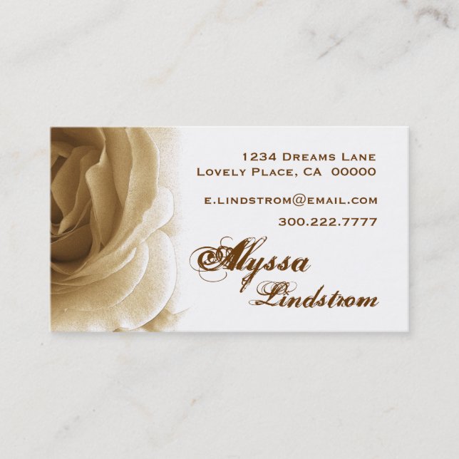 Personal Soft Sepia and Cream Rose Business Card (Front)