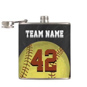 Personal Softball Art Hip Flask