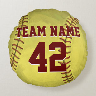 Personal Softball Art Round Cushion