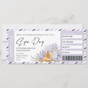 Personal Spa Day Gift Ticket Birthday Voucher Invitation