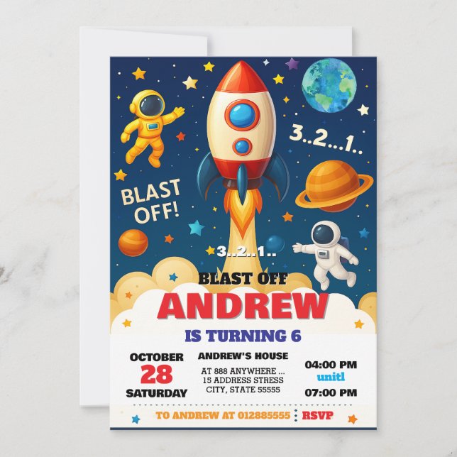 Personal Space Boy Astronaut Outet Birthday  Invitation (Front)