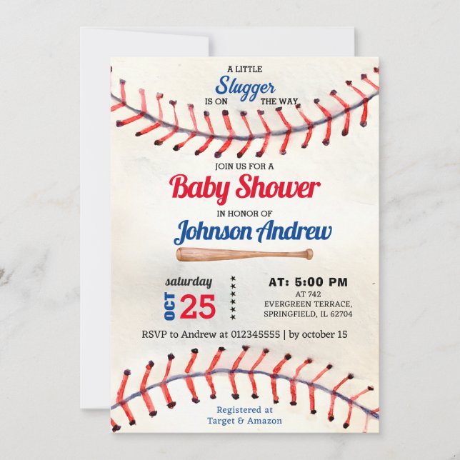 Personal Sport Baseball Baby Shower little slugger Invitation (Front)