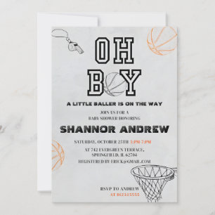 Personal Sport Digital Basketball Baby Shower Invitation
