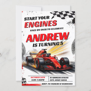 Personal Sport Racing Car Birthday party for boy Invitation
