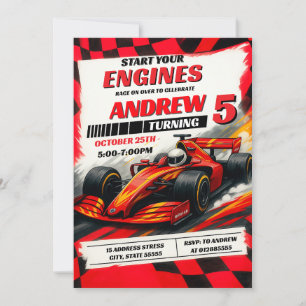 Personal Sport Racing Car Birthday party modern Invitation