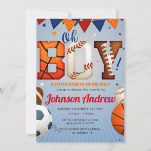Personal Sports All-Star Baby Shower Colour Invitation