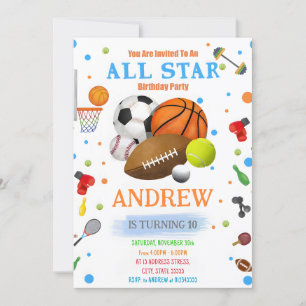 Personal Sports Birthday Printable Invitation