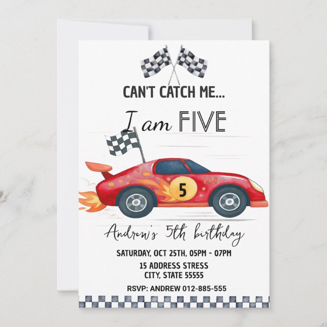 Personal Sports race car invitation (Front)