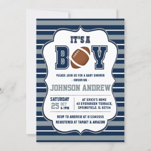 Personal Sprinkle Sports Football Baby Shower Invitation