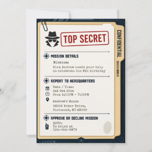 Personal Spy Birthday Party Invitation