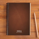 Personal Stationery • Brown Leather 202x Weekly Planner<br><div class="desc">Stately personal weekly planner highlighting the year and owner name over a leather texture image cover. Stately modern typography. Simple elegant layout. Fully personalizable. Planner includes monthly overviews and weekly planning sheets.</div>