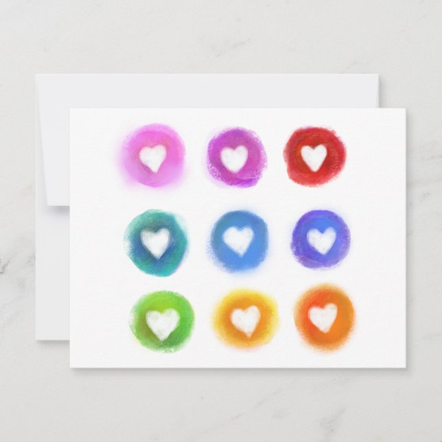 Personal Stationery: Rainbow Love hearts Card (Front)