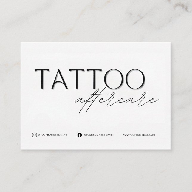 Personal Tattoo Aftercare Card Template with Icon (Front)