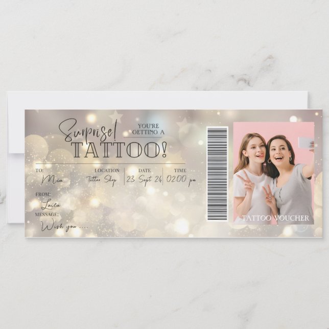 Personal Tattoo Birthday Gift Card Voucher  (Front)