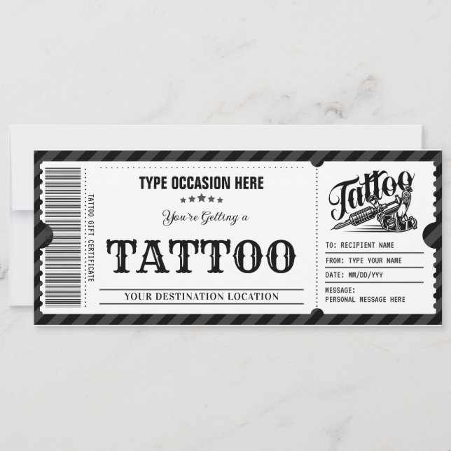 Personal Tattoo Get Inked Gift Card Voucher (Front)