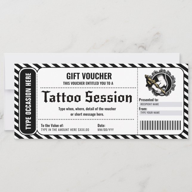 Personal Tattoo Gift Certificate gift card (Front)