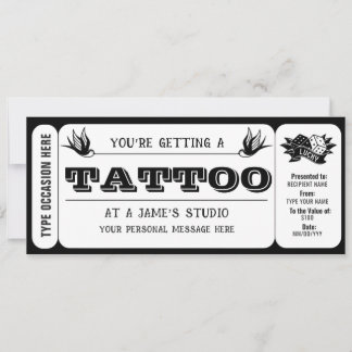 Personal Tattoo Ticket Gift Certificate Template