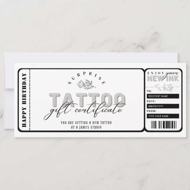 Personal Tattoo voucher template ticket (Front)