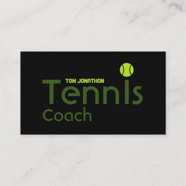 Personal Tennis Coach Black Business Card (Front)