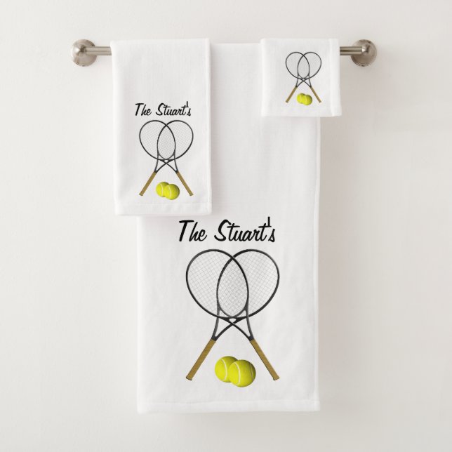 Personal Tennis Doubles White Bath Towel Set (Insitu)