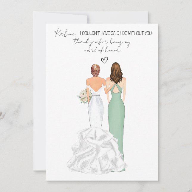 Personal Thank you for being my Maid of honour Invitation (Front)