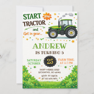 Personal Tractor Birthday party Invitation