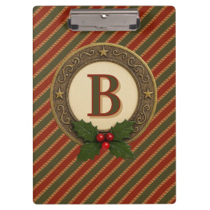 personal traditional colored Christmas striped Clipboard
