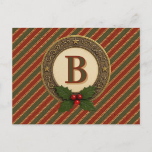personal traditional colored Christmas striped Holiday Postcard