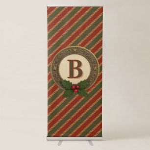 personal traditional colored Christmas striped Retractable Banner
