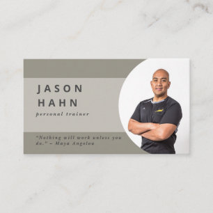 personal trainer beige/grey photo business card