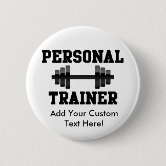 Personal Trainer Black and White Dumbell Training 6 Cm Round Badge