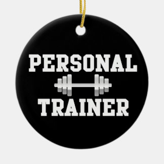 Personal Trainer Black and White Dumbell Training Ceramic Tree Decoration