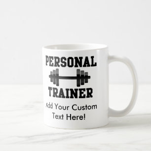 Personal Trainer Black and White Dumbell Training Coffee Mug
