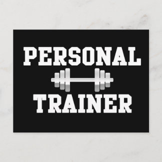 Personal Trainer Black and White Dumbell Training Postcard