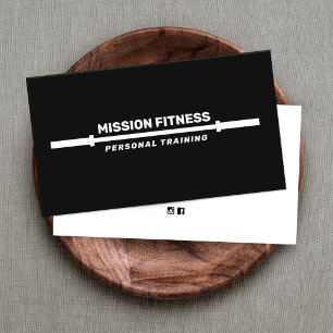  Personal Trainer Black Barbell Fitness Business Card
