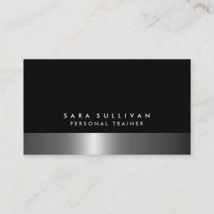 Personal Trainer Bold Dark Chrome Silver Services Business Card