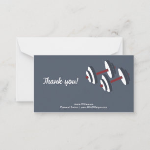 Personal Trainer Dumbbell Landscape Thank You Card