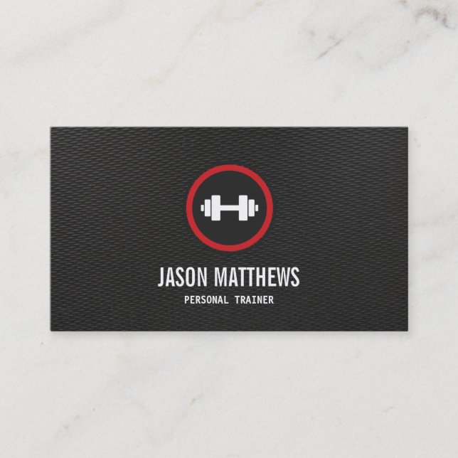 Personal Trainer Dumbbell Logo Fitness Instructor Business Card (Front)