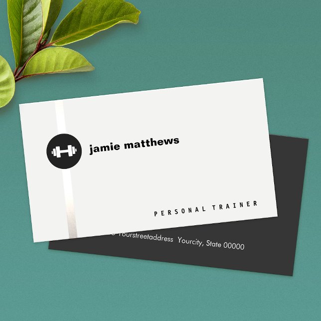 Personal Trainer Dumbbell Logo Fitness Instructor Business Card (Creator Uploaded)