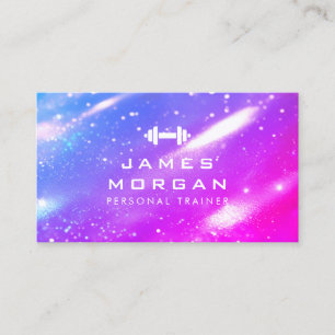 Personal Trainer Dumbbell Logo Holographic Business Card