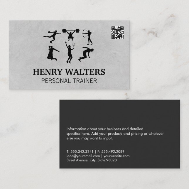 Personal Trainer | Fitness Activities  | QR Code Business Card (Front/Back)
