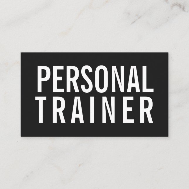 Personal trainer fitness black and white modern business card (Front)