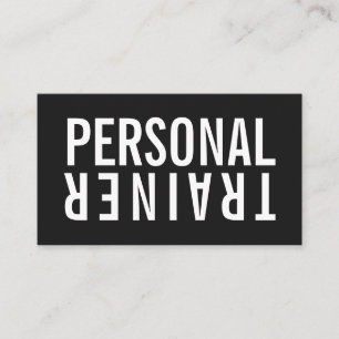 Personal trainer fitness black and white modern business card