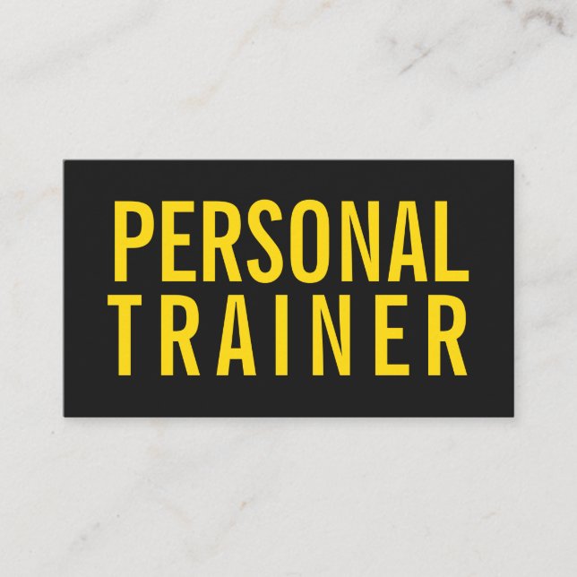 Personal trainer fitness black and yellow modern business card (Front)