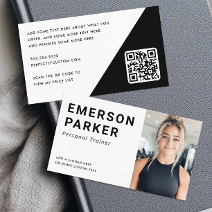 Personal trainer fitness coach photo black business card