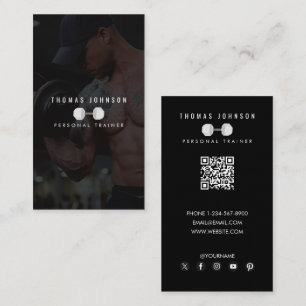 Personal Trainer Fitness Coach Photo QR Code  Business Card